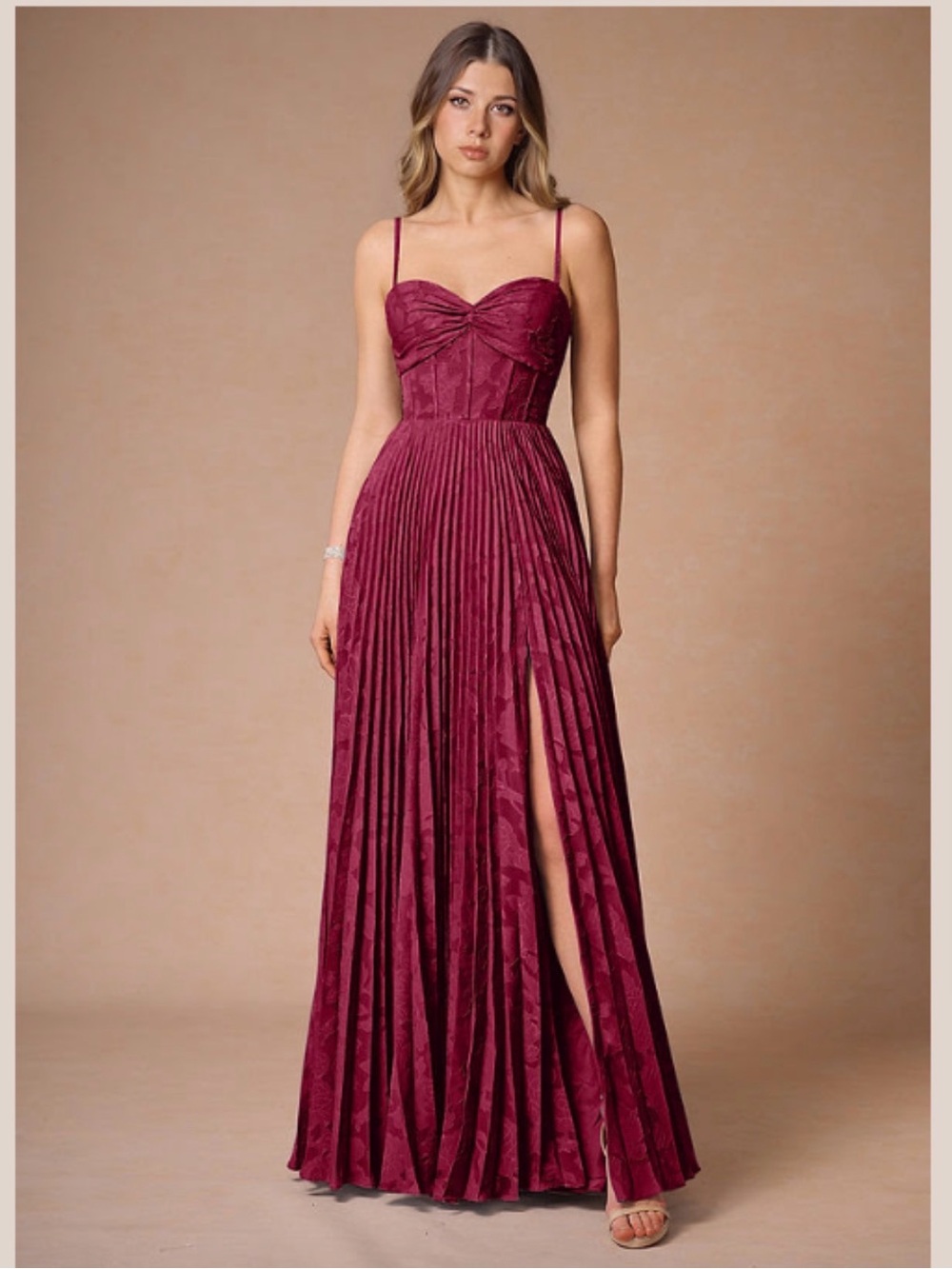 Azazie Merlot Spaghetti-Strap Maxi Dress